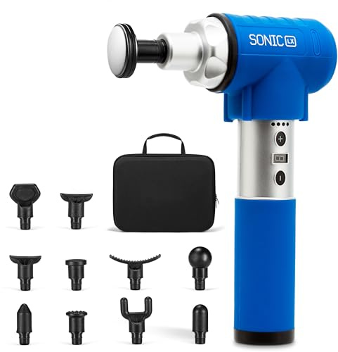 Lifepro Sonic LX Percussion Massage Gun Deep Tissue with Heat & 10 Heads