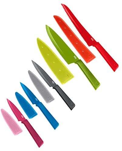 Kuhn Rikon 5-Piece Everyday Knife Set, Multicolour, Red, Green, Grey, Blue & Fuchsia Colori+