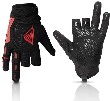 Glove Station Hyper-Fit Tactical Shooting & Work Gloves - Red, Small - 2 Fingerless Design Paintball & Airsoft Gear for Men with Outstanding Grip for Combat, Hunting, Shooting, & Work