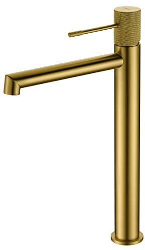 Rubinetto lavabo canna alto colore oro spazzolato Line Imex BDD038-3OC