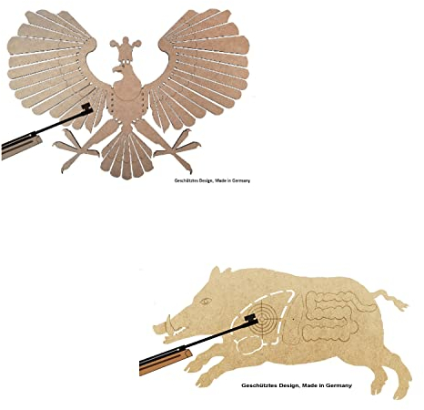 Zielscheibe Schützenvogel Bernd & Keiler Rudi im Kombi-Pack, aus Holz fürs Luftgewehr, Schützenfest, Schießtraining, Vatertag, Made in Germany