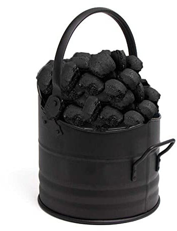 AAMEN Large Coal Bucket, Metal Coal Bucket for Fire Place, The perfect carrier for your coal-fired stove or heater, Black Metal Bucket, Storage Basket, Home Decor