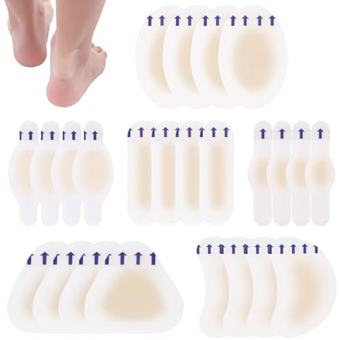 Blasenpflaster, Hydrokolloid Pflaster, 24 Stück Wasserdicht Gel Pflaster, Ferse Blasenpflaster, Blasenpflaster Ferse Hydrokolloid Pflaster, Blister Pads Gel Pflaster für Blase Fuß Schutz
