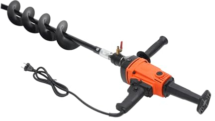 Erdlochbohrer, Erdbohrer Benzin mit 1900W Kupfermotor, Handerdbohrer - Einschneidiger Bohrer, mit Rutschfestem Griff, für Bohren von Löchern zum Pflanzen, Düngen von Bäumen usw, Orange