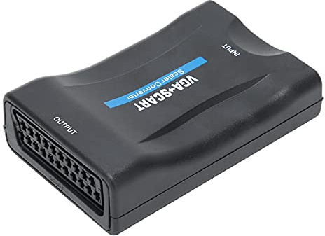 Denash Convertidor de video HD, convertidor VGA a SCART con cable de carga de control remoto, compatible con NTSC, PAL, SECAM (negro)