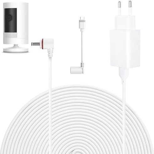 Cable de alimentación y adaptador de 7 m compatible con Ring Spotlight Cam Plus/Pro y Stick Up Cam. Batería, cable de carga para anillo, enchufe de alimentación resistente a la intemperie y cable de
