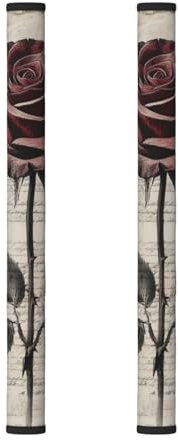 ZSUUGJ Coperture per maniglie della porta del frigorifero con rose vintage e botaniche, copertura per maniglia del frigorifero, maniglie lavabili per elettrodomestici da cucina, protezione decorativa