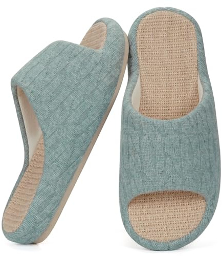 Eagsouni Pantofole di Lino Antiscivolo in Cotone Casual Confortevole da e da Donna per Uso Interno ed Esterno, Verde, 39/40 EU, Etikett 40-41