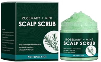 Rosemary Shampooing exfoliant pour cuir chevelu, traitement nourrissant contre les pellicules et la construction, nettoyage en douceur aux extraits de mer, shampooing exfoliant au romarin, 100 g