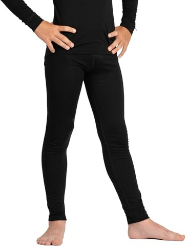 menique barn småbarn leggings för flickor och pojkar ekologisk merino 160 gsm, Svart, 158/164 cm