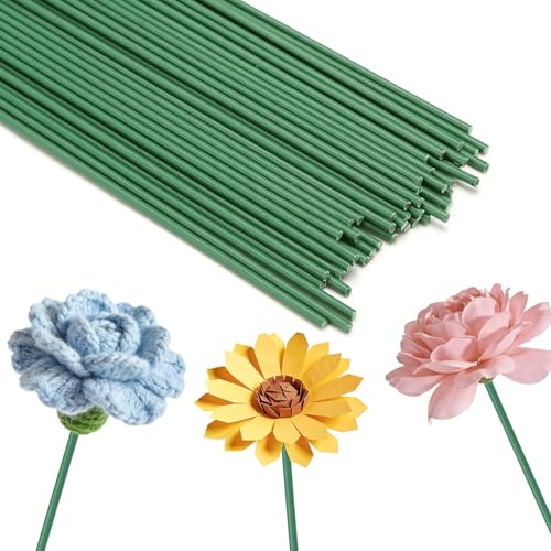 Kesote Blomtråd, 100 st, blomtråd, grön blomstamstråd, 2 mm x 20 cm | Blomstertråd blommor tråd hantverk krans bukett