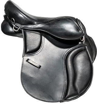 Leather Treeless Pony Saddle Soft Flexible All Purpose Riding Saddle for Maximum Comfort and Horse Freedom Black 14 Inch Seat