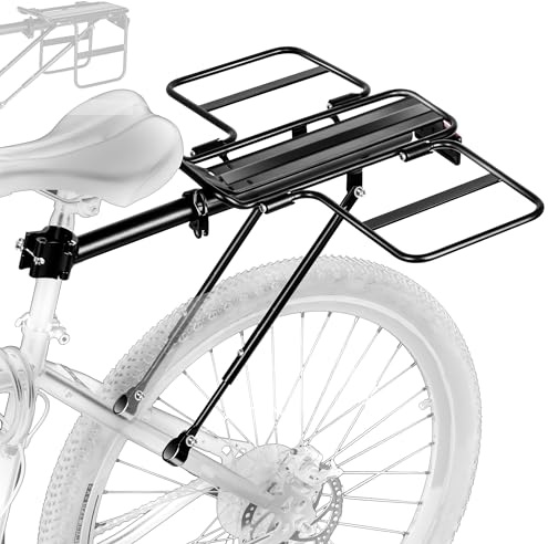 YONTUO Klappbarer Fahrrad-Gepäckträger mit Breiten Flügeln, Schnellspanner, universell passend, große Ladekapazität, höhenverstellbar für 24–29 Zoll Fahrräder