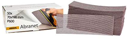 Mirka Abranet Netz-Schleifstreifen 70x198 mm Klett/Korn P600 / 50 Stk/zum Schleifen von Holz, Spachtel, Lack, Kunststoff / 5415005061