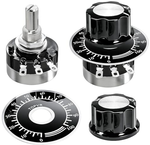 Taiss 2pcs RV24YN20S 1K Potentiometer Single Turn Carbon Film Rotary Taper Potentiometer Used for Inverter speed regulation. Motor speed control + 2pcs A03 knob + 2pcs dials (B102 1K ohm)