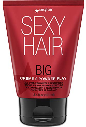 SexyHair Big Creme 2 Powder Play All Over Volumizer and Texturizer, 3.4 Oz | Up to 100% More Volume | Creme to Powder Formula | All Hair Types