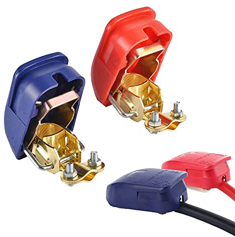 Schnellverschluss Batterieklemme | 1 Paar Batterie Polklemmen | Batterie klemmen 12v für Auto Batterie | Batterieanschlüsse für Boot KFZ PKW (Rot und Blau)