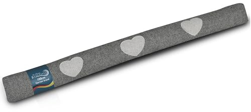 Beautissu Zugluftstopper 100 cm lang Tuuli - 1,1 kg Windstopper als Türvorleger, Haustür Rolle und Kälteschutz Luftstopper - Luftzugstopper Herzen Zugluft Stopper in Anthrazit