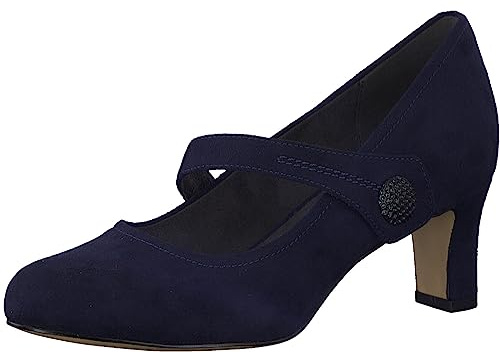 Jana Escarpins Femme à Bride avec Fermeture Velcro Vegan, Navy, 38 EU