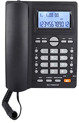 Corded Telephone with LCD Display and Speakerphone with Answering Machine for Telephone Calculator (Black)