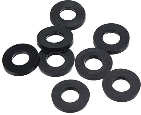 PATIKIL 8Pcs Rubber Flat Washer 8mm ID 16mm OD 2.2mm Thick Sealing Spacer | M8 Gasket Ring for Faucet Pipe,Water Hose Fastener Bolt,Black