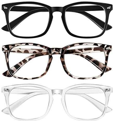 Ougenni Blue Light Blocking Glasses for Women Men Fashion Computer Screen Gaming TV Eyeglasses, Anti Eyestrain & UV Glare Glasses 3 Pack