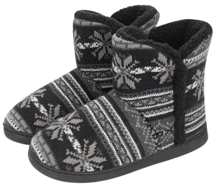 Pantofole da uomo a maglia, termiche, invernali, pantofole da donna in morbido pile felpato, suola antiscivolo, calda e confortevole, in memory foam, stivali neri, scarpe da casa per interni ed