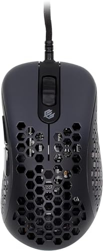 Gwolves Skoll Mini SK-S Black 50g Ultralight Weight Honeycomb Design Ergonomic Gaming Mouse with 3389 Sensor - PTFE Skates - 16,000DPI - Detachable Cable (Black) (Small)