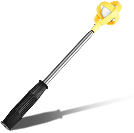 Cocoarm Golfbollsretriever, rostfritt stål teleskop golfboll plockare golfplockare golfplockare spade för putter golf tillbehör presenter till golfare 39–215 cm (gul)