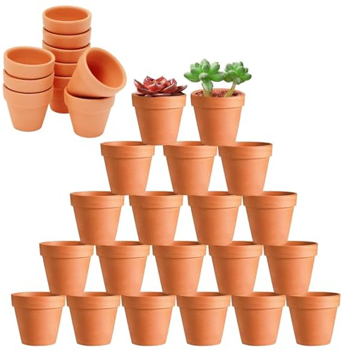 HDKAJL 3.5cm de Diamètre Pot Terre Cuite, 40 Pièces Petit Pot en Terre Cuite, Mini Pot de Fleur Petit Pot Terre Cuite avec Trou de Drainage pour Suculentes Cactus Intérieur Extérieur Plantes Maison