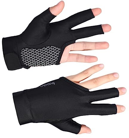 BELLIFFY 3-Finger-Handschuhe Für Billard Und Snooker Atmungsaktiv rutschfest Mit Silikonmatte Geeignet Für Rechte Und Linke Hand