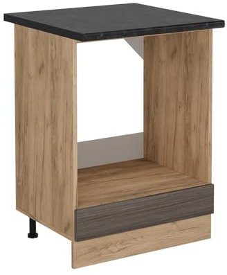 Vicco Herdumbauschrank R-Line, Herdschrank, Edelgrau, 60 cm, AP Anthrazit