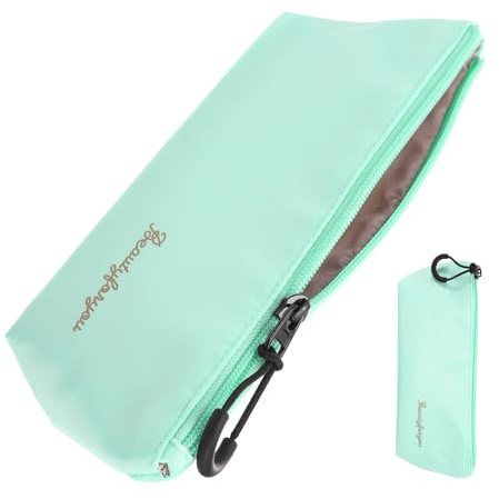 sourcing map Makeup Brush Holder Bags, Small Travel Make Up Brush Cosmetics Pouch Pencil Organizer Bag for Home Office Travel Organization, Light Blue