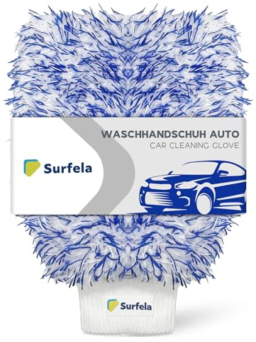 Surfela Gant de toilette en microfibre pour voiture - Ultra absorbant, anti-rayures et n'abîme pas la peinture - Avec sac de rangement étanche (bleu)