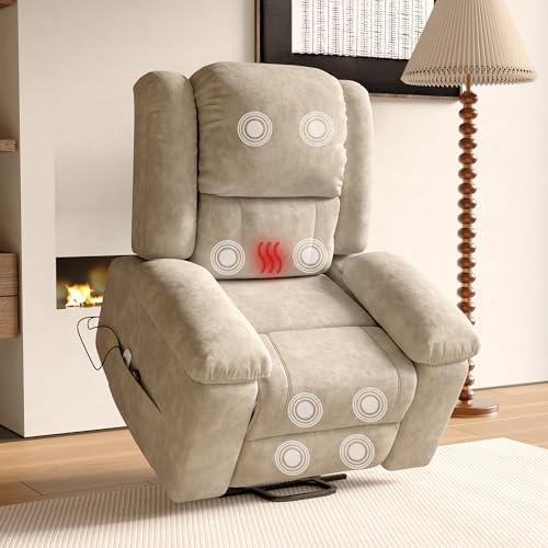 CXHLXYR Silla de Masaje eléctrica, sillón Relax con 8 Zonas de Masaje potentes y 2 Puntos de Calor, Silla eléctrica con función reclinable y Bolsillos Laterales (marrón, A)