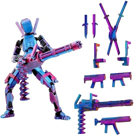 Figura de acción T13, figuras de acción impresas en 3D, figuras de acción multiarticulaciones, 13 lucky 13 robots, figuras de acción para escritorio, figuras de acción para amantes de los juegos de