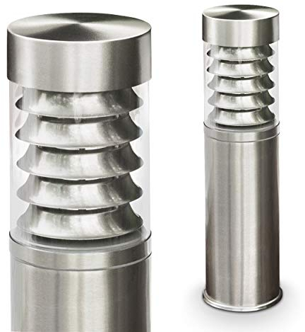 Außenleuchte Dakar, moderne Sockelleuchte aus Edelstahl und Kunststoff-Scheiben, Wegeleuchte 40 cm, Gartenlampe mit E27-Fassung, Gartenbeleuchtung IP44, ohne Leuchtmittel