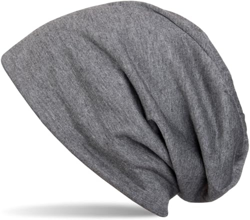 styleBREAKER Bonnet Slouch Unisexe Coton,Gris foncé chiné