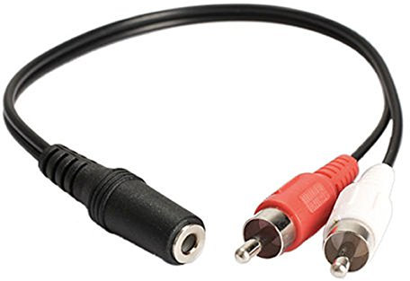 Cable separador en Y, de estéreo hembra de 3,5 mm a 2 clavijas RCA macho, audio auxiliar