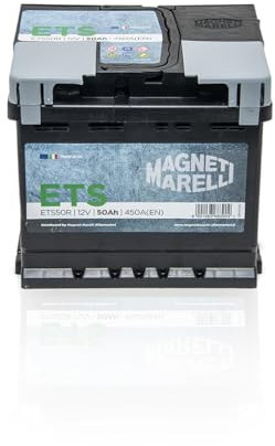 Magneti Marelli Parts & Services - Batteria Auto 50Ah con Tecnologia Ets, Batteria Auto L01 069050450006 al Piombo Acido con Potenza di Avviamento +15% - 12V 50 Ah 450A B13 con Maniglie, Ricambi Auto