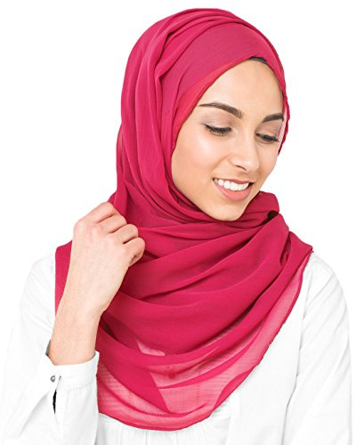 Silk Route InEssence© Virtual Pink Poly Chiffon Scarf Women Girls Wrap Medium Size Hijab