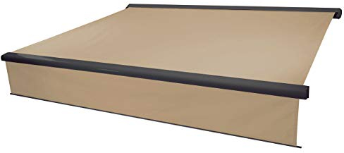 Mendler Elektrische Vollkassetten-Markise T124, 4,5x3m ausfahrbarer Volant - Polyester Creme, anthrazit