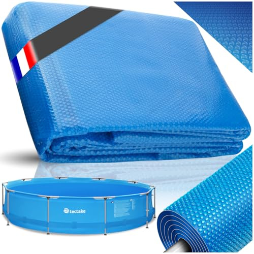 tectake® Bâche chauffante Piscine Ronde Ø5,49m Bleu Bâche de Protection Solaire & Chauffage Piscine Hors Sol Spa Piscines tubulaires, Adaptable à la Taille souhaitée, Chauffage Solaire