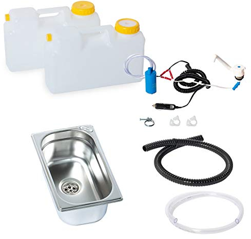 12 Volt Wasserversorgung Miniküche Küchenblock Reiseküche Wohnmobil Bus VW T3 T4 T5 325x176x100 mm Novo Weiß (ad-ideen)