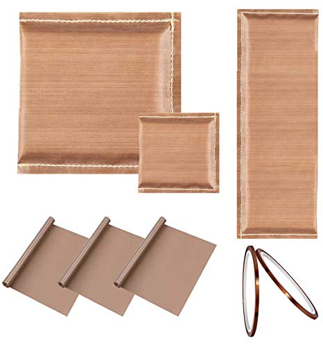 Heat Press Pillow Bundle Set Includes 3 Sizes Heat Resistant Pressing Pillows Mat,3 Teflon Sheets and 2 Roll of Tape, Fire Resistant, Waterproof for Heat Press Printing and Vinyl Projects