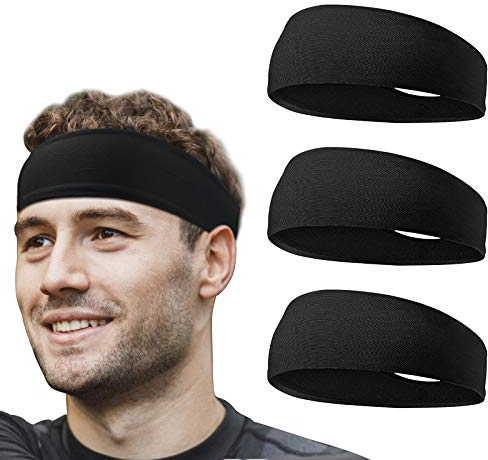 Flintronic Sport Stirnband, 3 Stück Unisex Headband, Elastisches Anti-Rutsch Schweißableitendes Schweißband Stirnband für Männer Frauen-Tennis, Laufen, Crossfit, Fitness für Damen und Herren