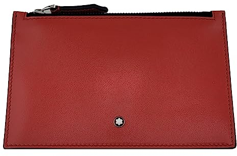 Montblanc Kartenetui mit Reißverschluss aus Leder in der Farbe Rot, Maße: 12,5cm x 9cm x 0,5cm, 129908