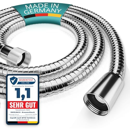Engelbach® Duschschlauch 1,5m aus Edelstahl - Brauseschlauch mit Standard Anschluss - Flexibel & Trinkwassergeprüft - Made in Germany