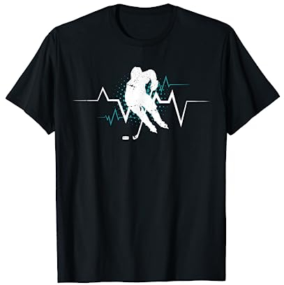 Herzschlag EKG Eishockeyspieler Eishockey Kinder Jungs Mann T-Shirt