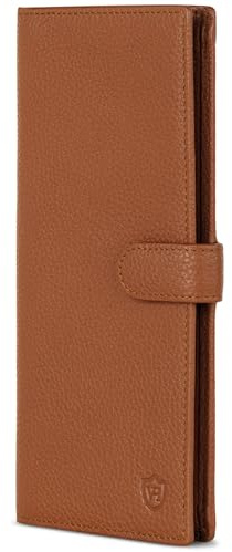 VON HEESEN Leder Geldbörse mit RFID-Schutz - Portemonnaie für Damen & Herren aus echtem Leder - Wallet mit Münzfach - Geldbeutel für Frauen und Männer in Cognac Braun